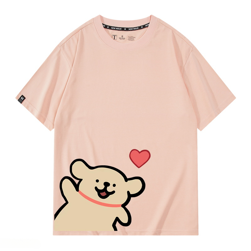 線條小狗 2024親子情侶男女同款 純棉T恤