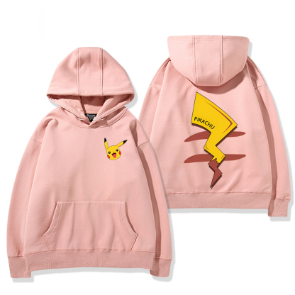 寶可夢 2024秋冬新款親子情侶裝薄絨款連帽衛衣