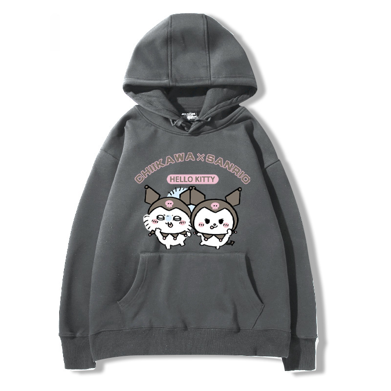 chiikawa吉伊卡哇聯名三麗歐 2024秋冬新款親子情侶裝薄絨款連帽衛衣