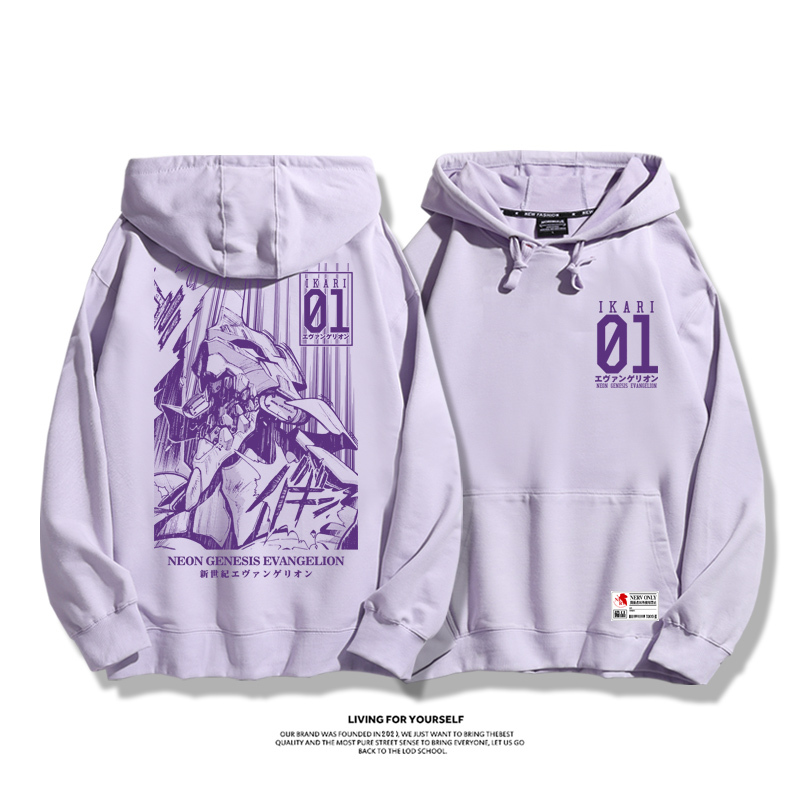 EVA初號機聯名衛衣2023秋冬新款親子情侶裝薄絨款連帽衛衣