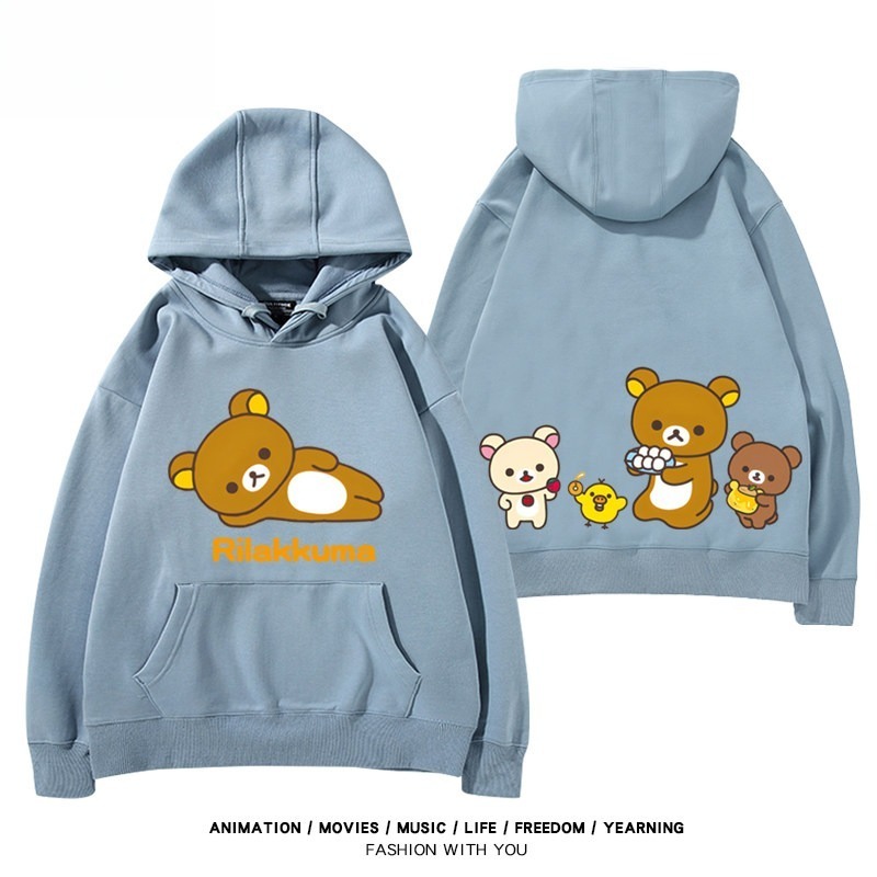 日系拉拉熊 聯名衛衣新款 親子情侶裝連帽衛衣