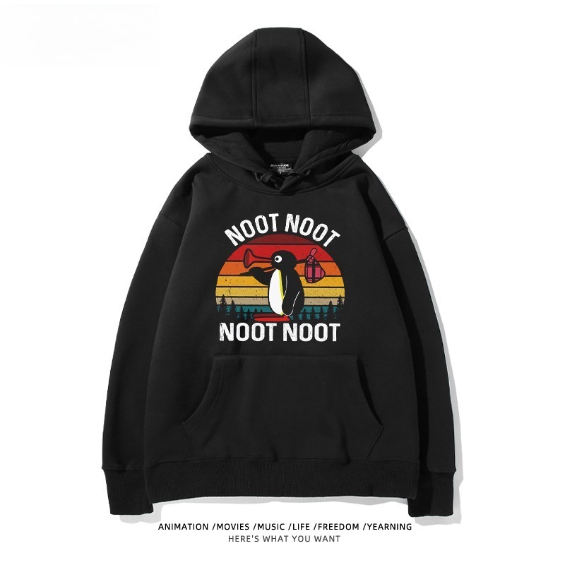 企鵝Pingu 秋冬新款 親子情侶男女連帽衛衣