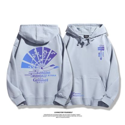 原神聯名衛衣2023秋冬新款親子情侶裝薄絨款連帽衛衣