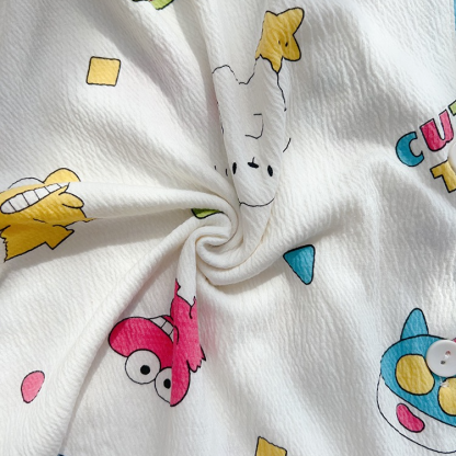 日系可愛小新睡衣女夏季短袖卡通純棉紗布情侶男士家居服棉紗