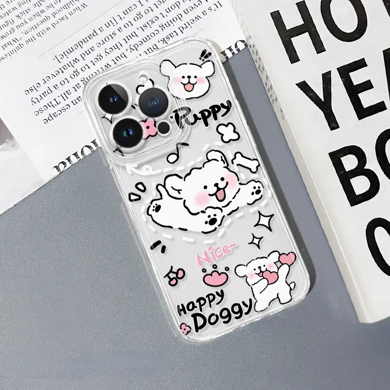 線條小狗 彩色透明防摔軟殼