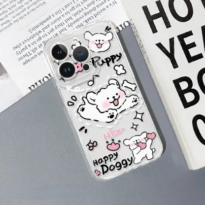 線條小狗 彩色透明防摔軟殼