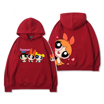 飛天小女警 2024秋冬新款親子情侶裝薄絨款連帽衛衣