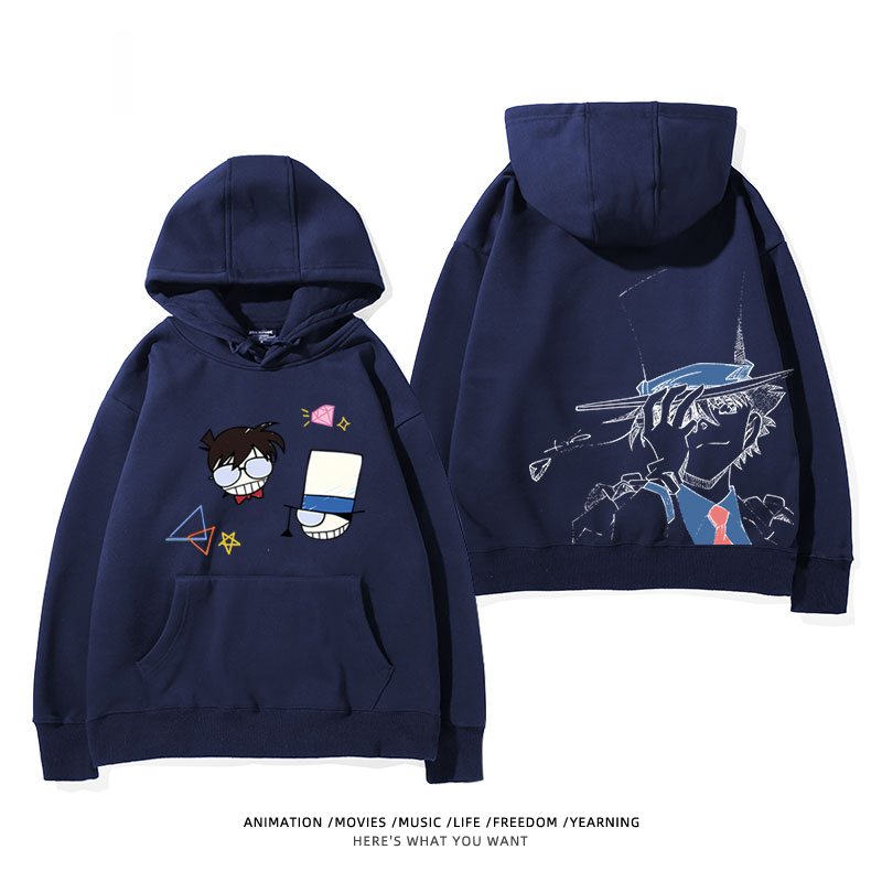名偵探柯南 聯名衛衣2024秋冬新款親子情侶裝薄絨款連帽衛衣