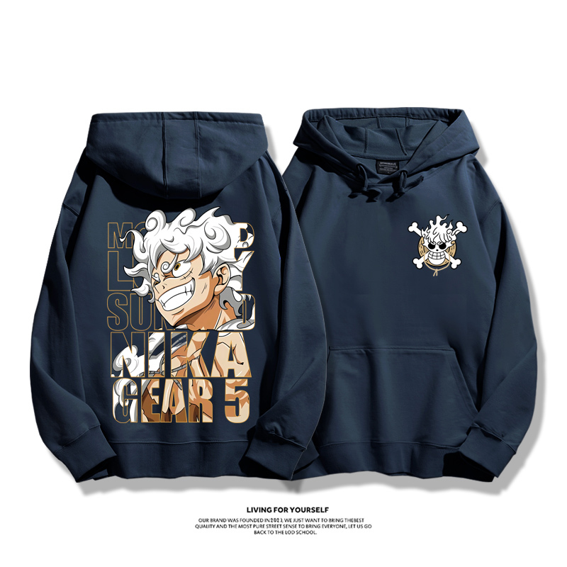 航海王聯名衛衣2023秋冬新款親子情侶裝薄絨款連帽衛衣