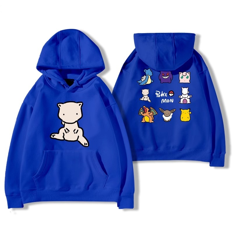 寶可夢聯名衛衣2024秋冬新款親子情侶裝薄絨款連帽衛衣