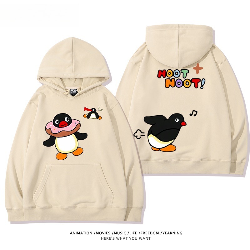 企鵝Pingu 秋冬新款 親子情侶男女連帽衛衣