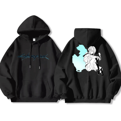 賽博朋克 聯名衛衣2024秋冬新款親子情侶裝薄絨款連帽衛衣