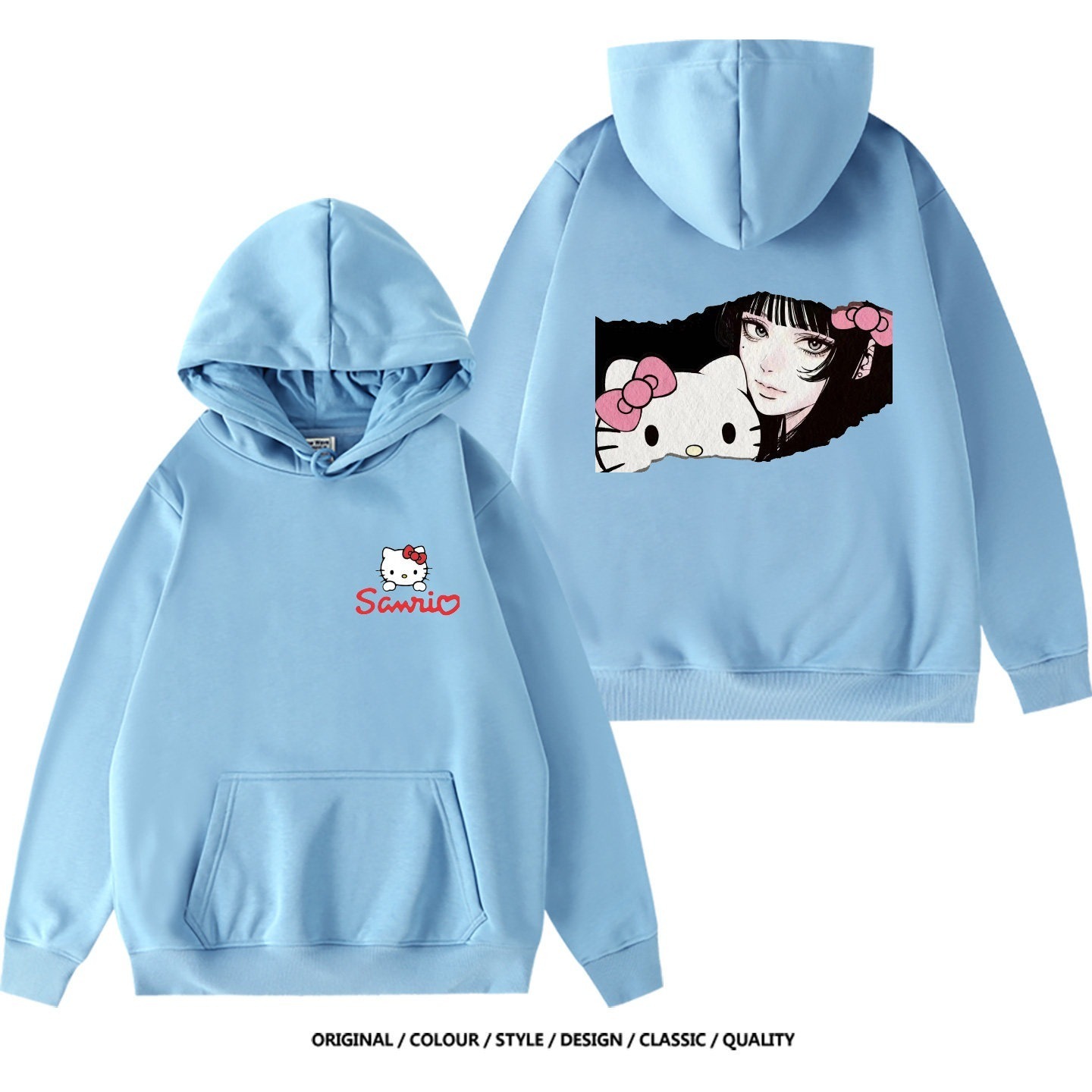 伊藤潤二聯名富江Kitty貓衛衣新款 親子情侶裝連帽衛衣