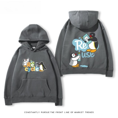 企鵝Pingu 秋冬新款 親子情侶男女連帽衛衣