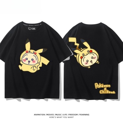 Chiikawa X 寶可夢 2026親子情侶男女同款 印花短袖T恤