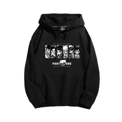 名偵探柯南聯名衛衣2024秋冬新款親子情侶裝薄絨款連帽衛衣