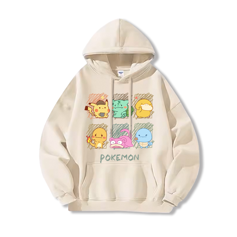 寶可夢 聯名衛衣2024秋冬新款親子情侶裝薄絨款連帽衛衣
