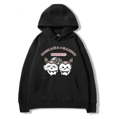 chiikawa吉伊卡哇聯名三麗歐 2024秋冬新款親子情侶裝薄絨款連帽衛衣