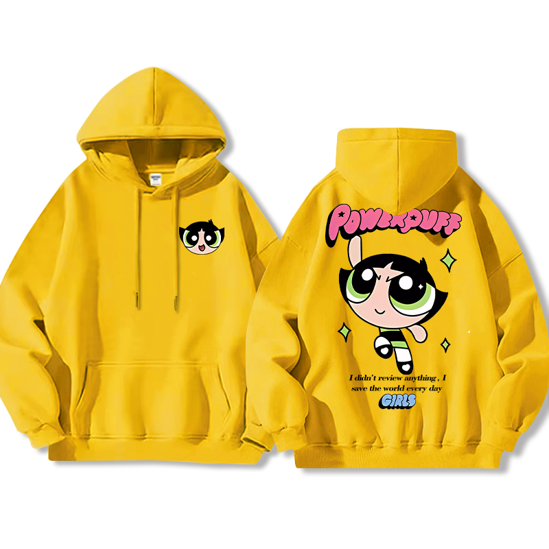 飛天小女警聯名衛衣女衛衣2024秋冬新款親子情侶裝薄絨款連帽衛衣