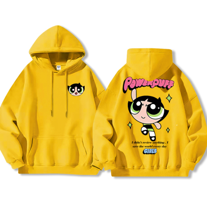 飛天小女警聯名衛衣女衛衣2024秋冬新款親子情侶裝薄絨款連帽衛衣