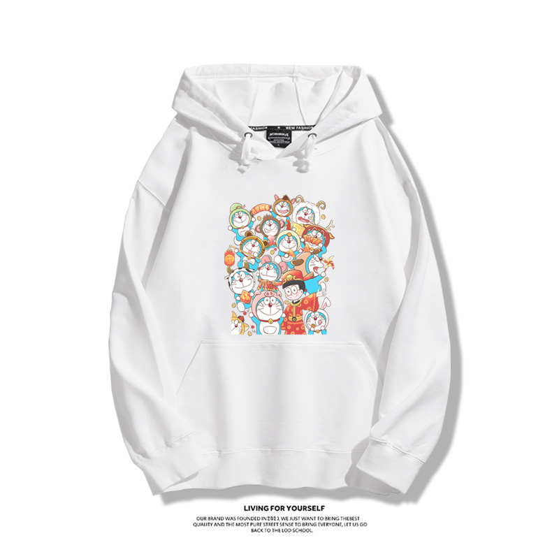 叮噹貓龍年聯名衛衣2024秋冬新款親子情侶裝薄絨款連帽衛衣