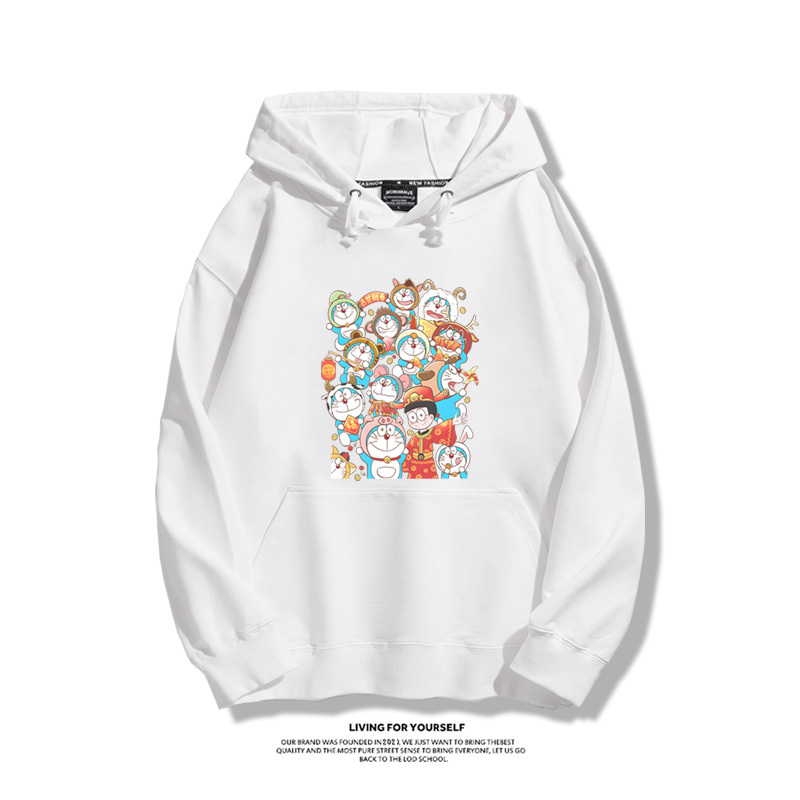 叮噹貓龍年聯名衛衣2024秋冬新款親子情侶裝薄絨款連帽衛衣