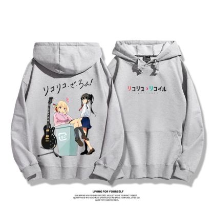 孤獨搖滾聯名莉可麗絲2023秋冬新款親子情侶裝薄絨款連帽衛衣