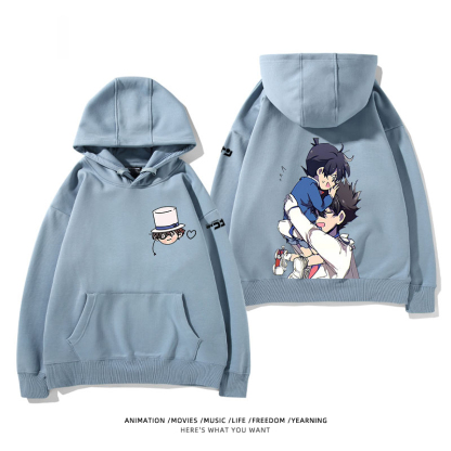 名偵探柯南 聯名衛衣2024秋冬新款親子情侶裝薄絨款連帽衛衣