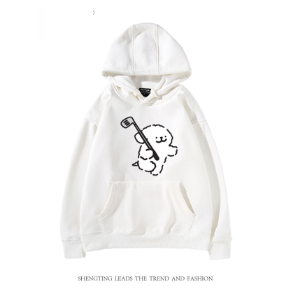 線條小狗 2024秋冬新款親子情侶裝薄絨款連帽衛衣