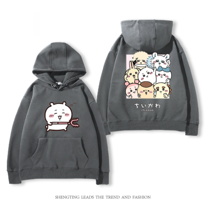 chiikawa 2024秋冬新款親子情侶裝薄絨款連帽衛衣