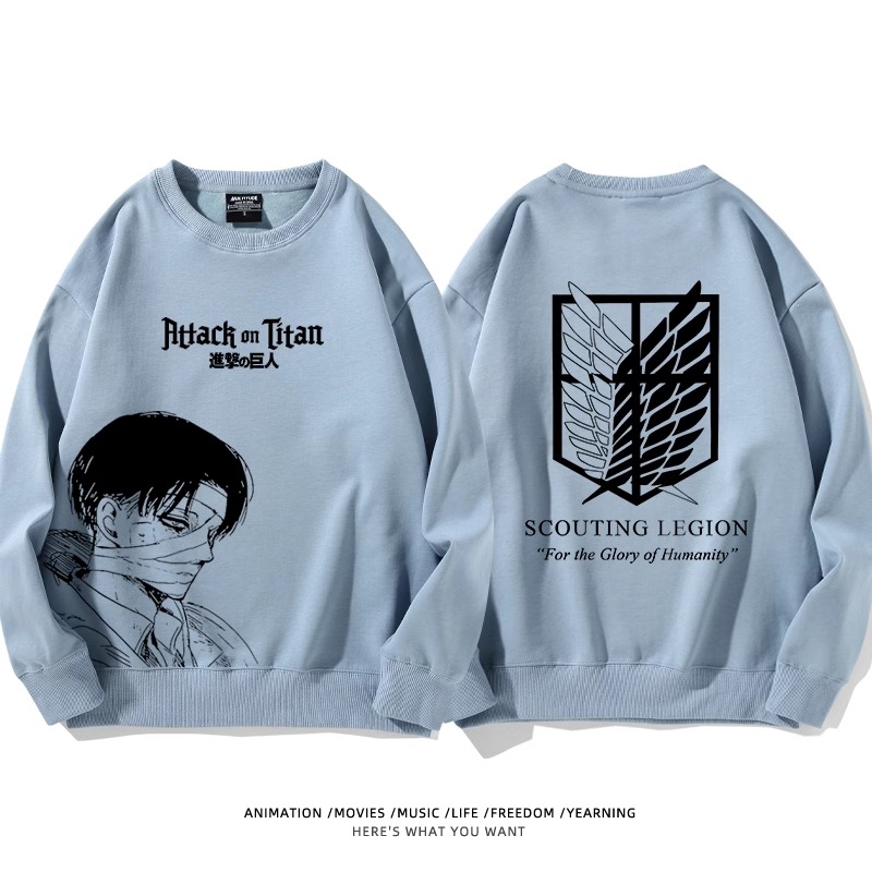 進擊的巨人 聯名衛衣2024秋冬新款親子情侶裝薄絨款連帽衛衣