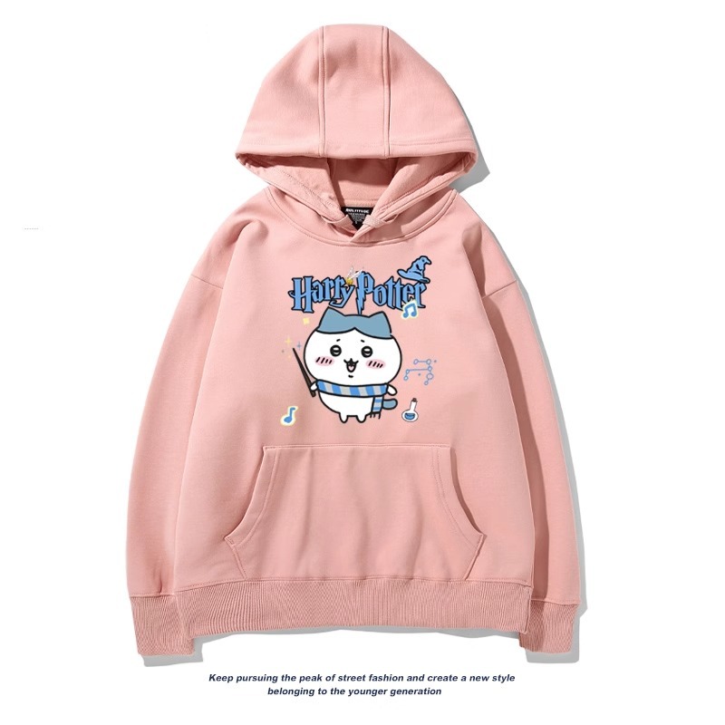 Chiikawa聯名衛衣2024秋冬新款親子情侶裝薄絨款連帽衛衣