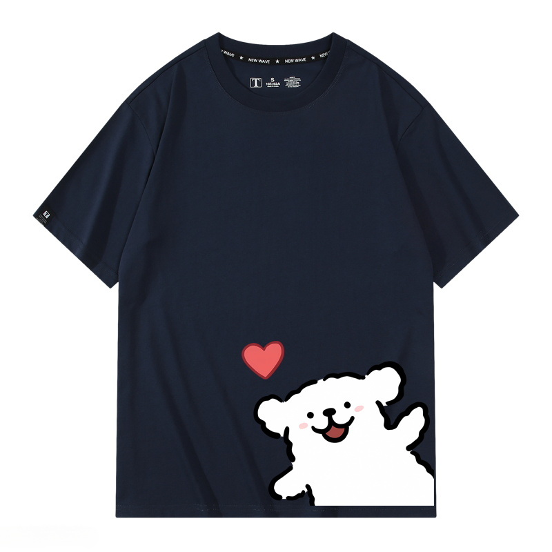 線條小狗 2024親子情侶男女同款 純棉T恤