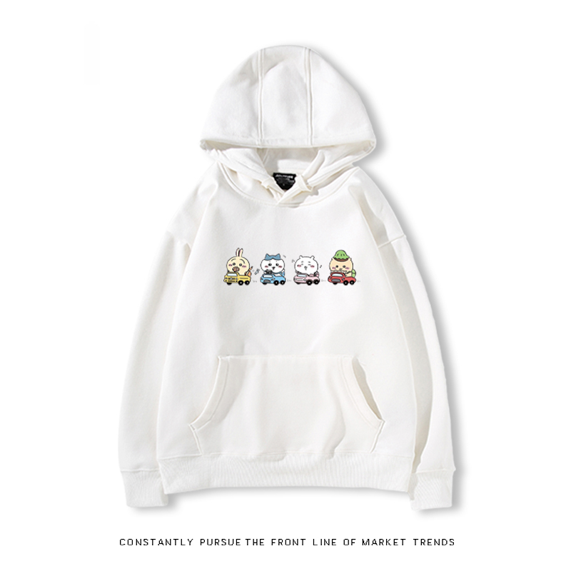 Chiikawa聯名衛衣2024秋冬新款親子情侶裝薄絨款連帽衛衣