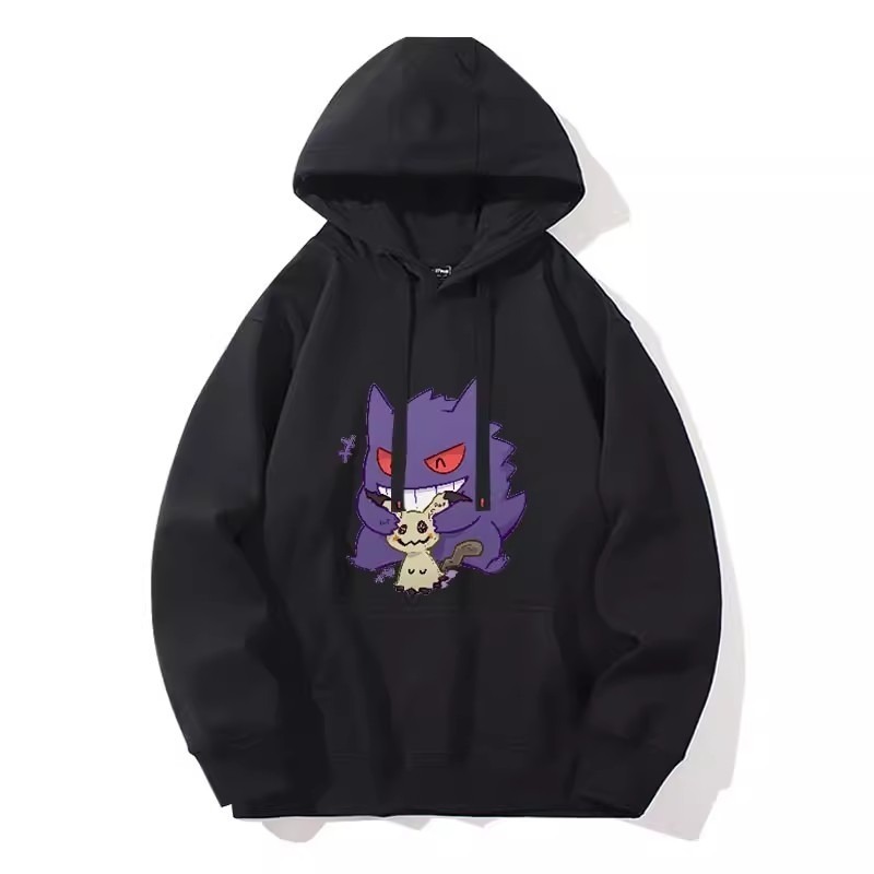 寶可夢聯名衛衣2024秋冬新款親子情侶裝薄絨款連帽衛衣