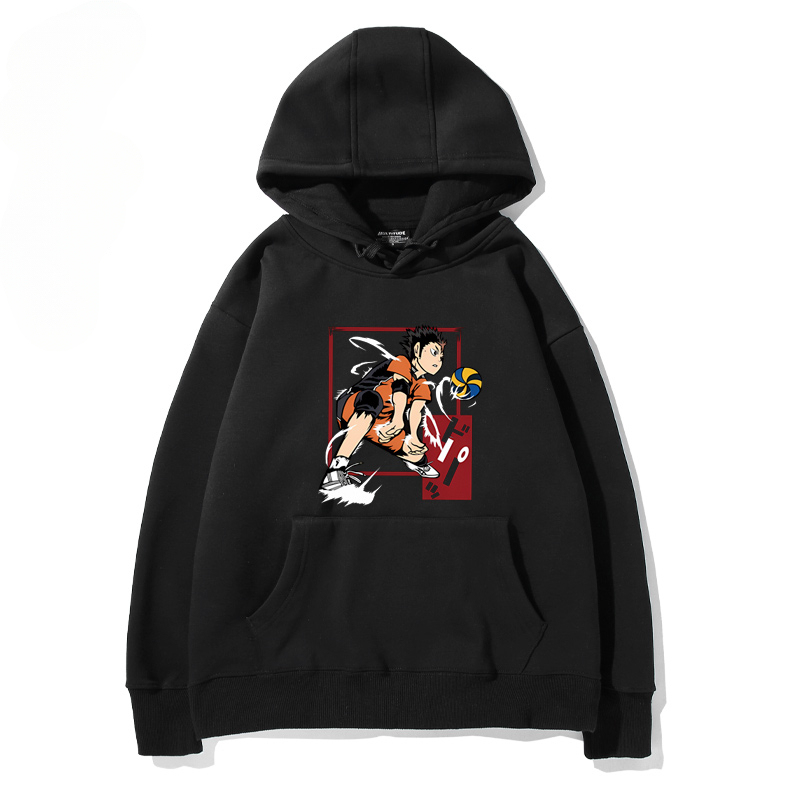 排球少年聯名衛衣2024秋冬新款親子情侶裝薄絨款連帽衛衣