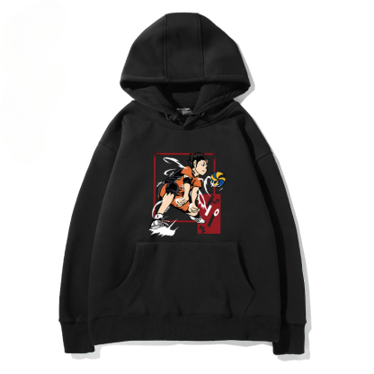 排球少年聯名衛衣2024秋冬新款親子情侶裝薄絨款連帽衛衣