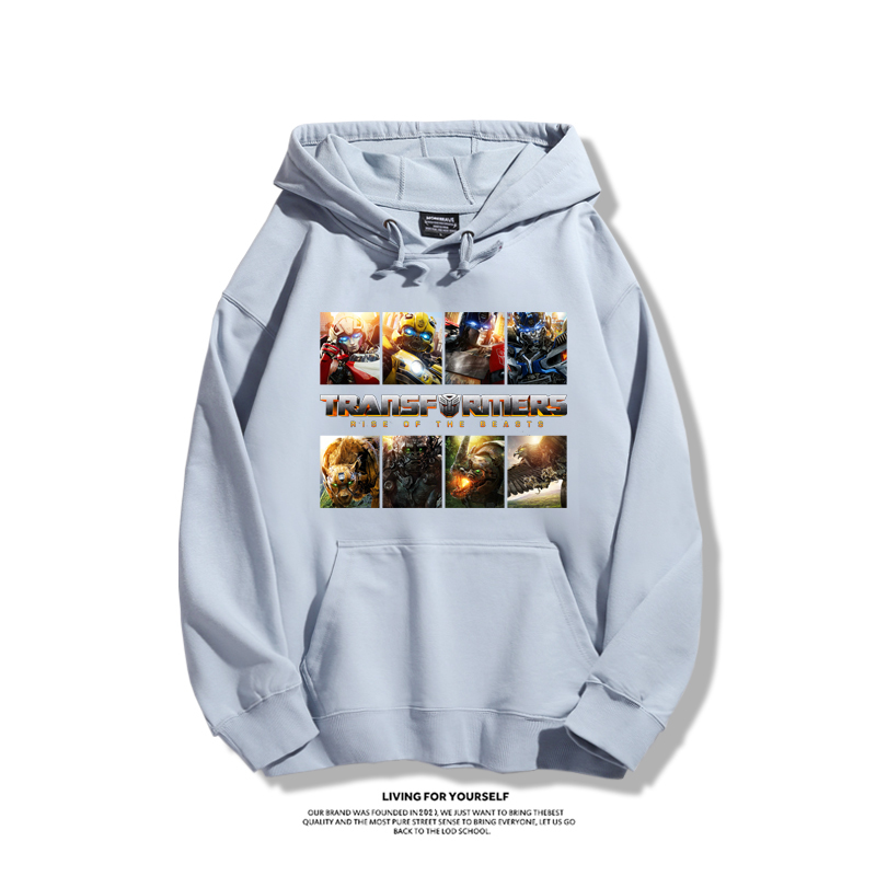 變形金剛聯名衛衣2023秋冬新款親子情侶裝薄絨款連帽衛衣