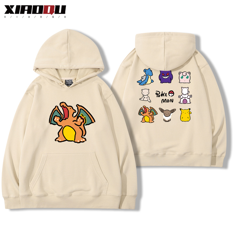 寶可夢聯名衛衣2024秋冬新款親子情侶裝薄絨款連帽衛衣