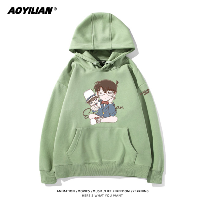 名偵探柯南 聯名衛衣2024秋冬新款親子情侶裝薄絨款連帽衛衣