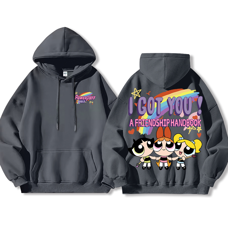 飛天小女警聯名衛衣女衛衣2024秋冬新款親子情侶裝薄絨款連帽衛衣