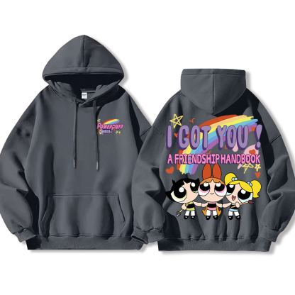 飛天小女警聯名衛衣女衛衣2024秋冬新款親子情侶裝薄絨款連帽衛衣