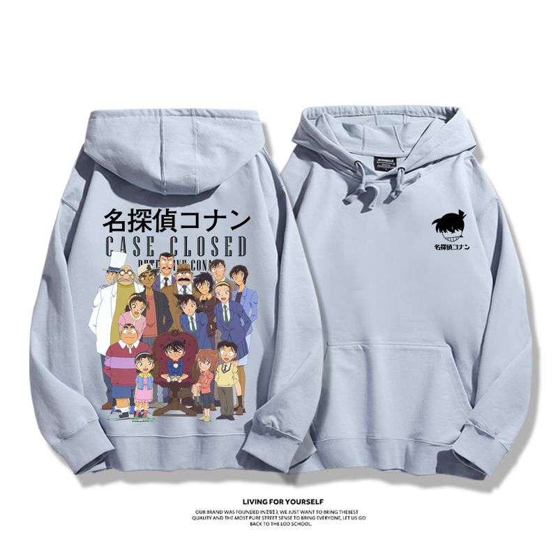 名偵探柯南聯名衛衣2024秋冬新款親子情侶裝薄絨款連帽衛衣