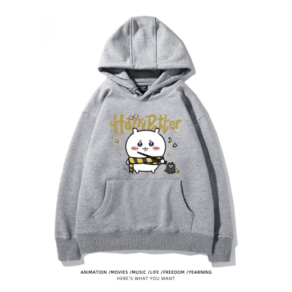 Chiikawa聯名衛衣2024秋冬新款親子情侶裝薄絨款連帽衛衣