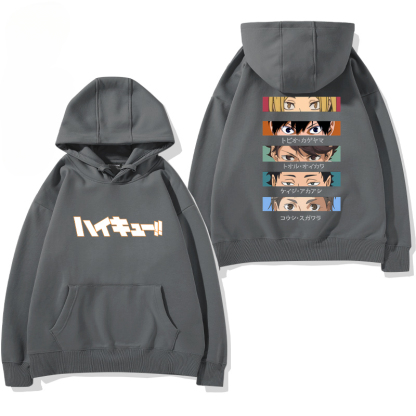 排球少年聯名衛衣2024秋冬新款親子情侶裝薄絨款連帽衛衣