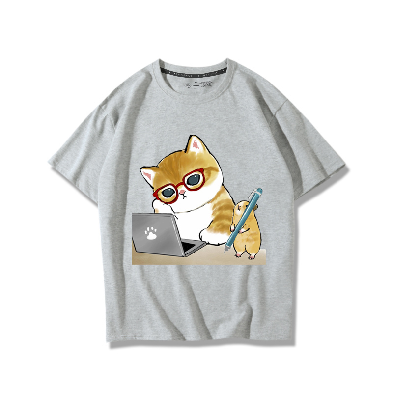 上班族貓咪2024親子情侶男女同款 純棉T恤
