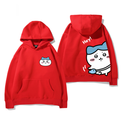 Chiikawa聯名衛衣2024秋冬新款親子情侶裝薄絨款連帽衛衣