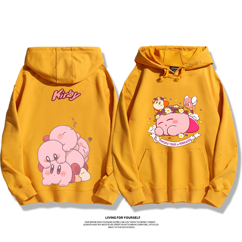 星之卡比聯名衛衣2024秋冬新款親子情侶裝薄絨款連帽衛衣