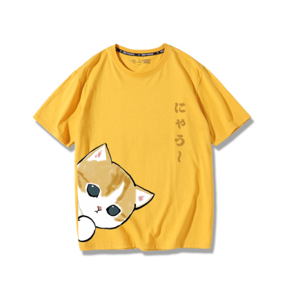 可愛貓咪探頭2024親子情侶男女同款 純棉T恤