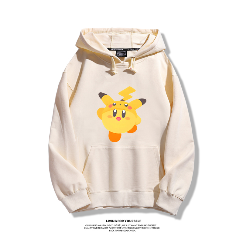星之卡比聯名精靈寶可夢2024秋冬新款親子情侶裝薄絨款連帽衛衣